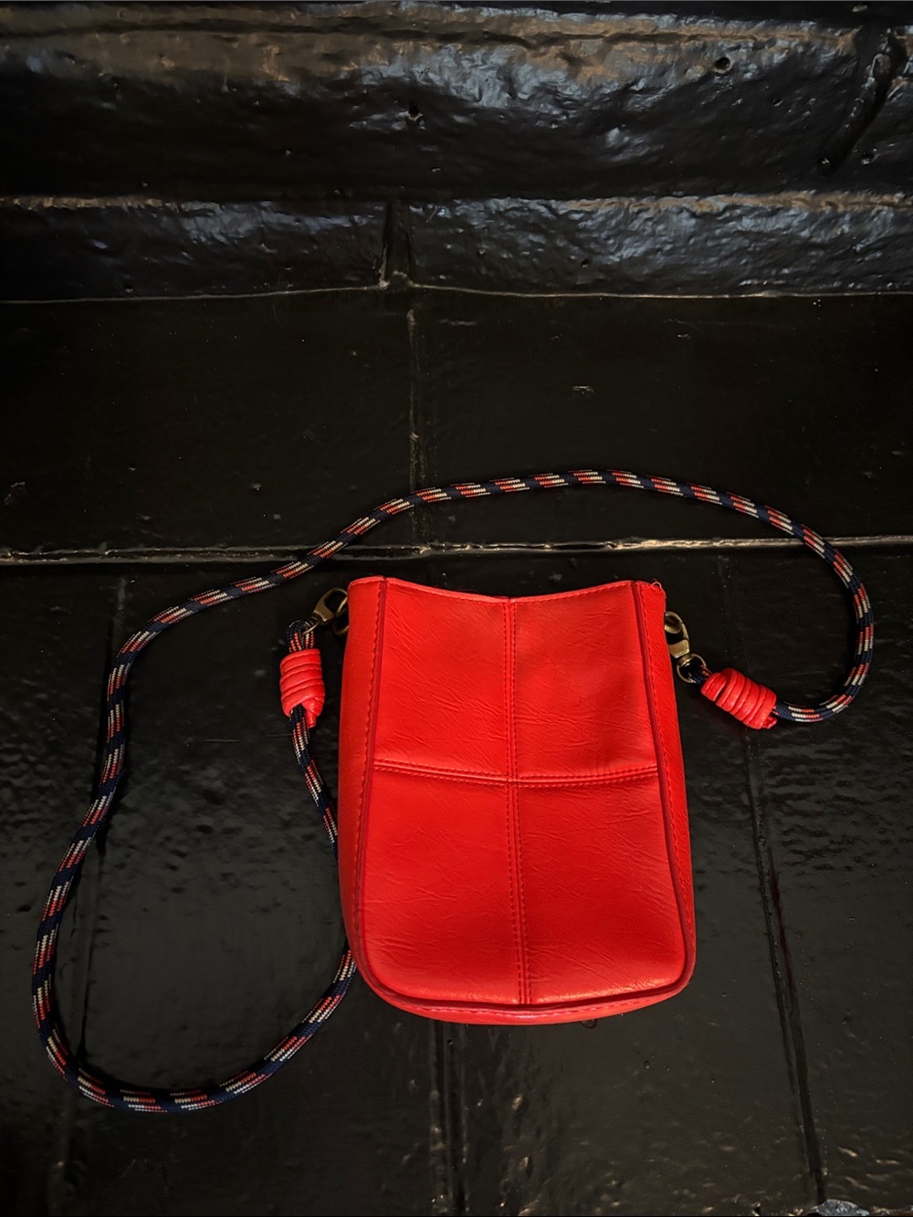 Red Crossbody Leather Phone Bag